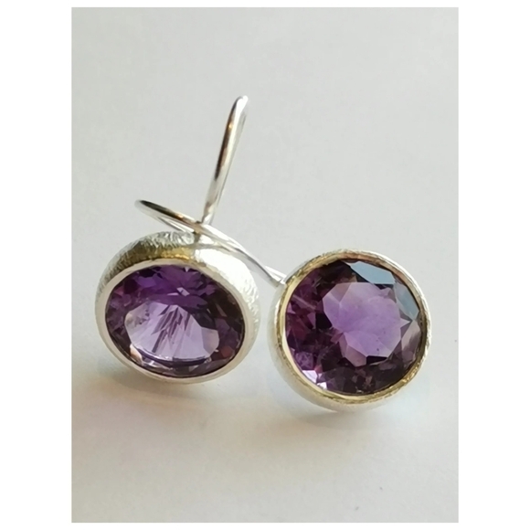 Sterling Silver Amethyst Drop Earrings - Picture 2 of 9
